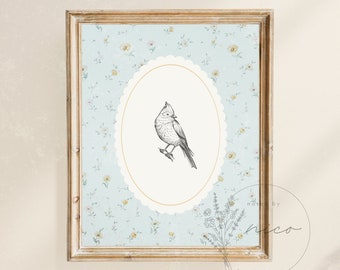Vintage inspired bird wall art - digital download - nursery art - children's room art - vintage inspired prints - minimal nursery