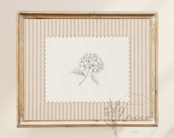 Vintage inspired floral wall art - digital download - neutral floral home decor - vintage inspired print