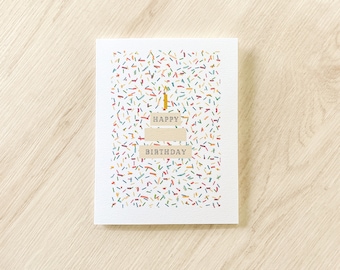 Sprinkle cake birthday card - minimal birthday card