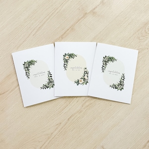 Carte de mariage - Carte de félicitations ovale florale - M. et M. - Mme et Mme - M. et Mme