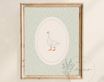 Vintage inspired duck wall art - digital download - 8x10 nursery art - children's room art - vintage inspired prints - dainty print