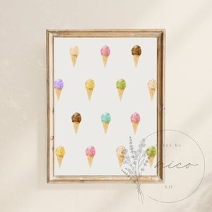 Ice cream cone wall art - children&#39;s room wall art - office art - digital download - minimal art