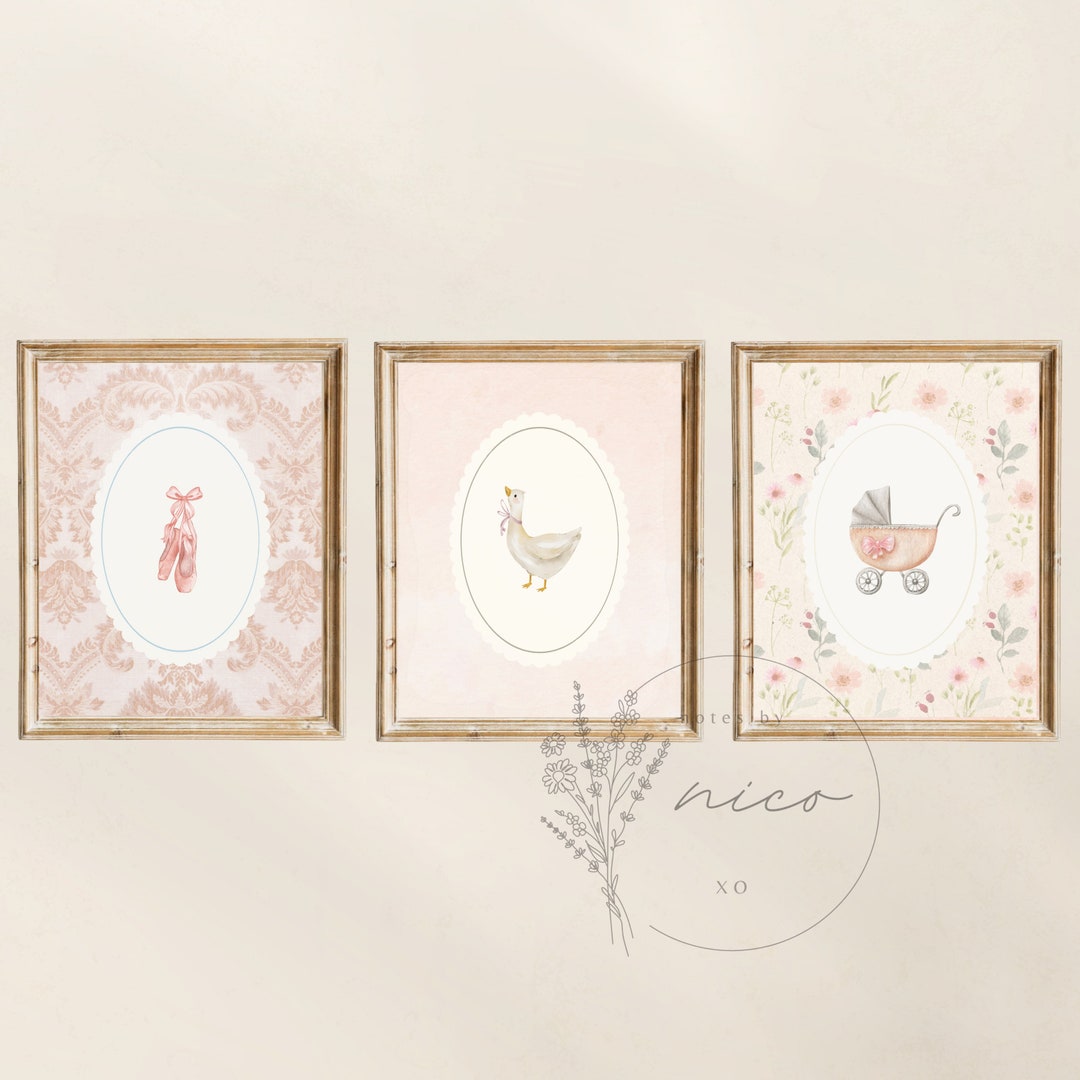 Vintage Inspired Wall Art Bundle - Digital Download - Girl Nursery Art ...