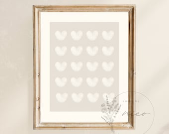 Neutral heart wall art - digital download - neutral home decor - minimal print