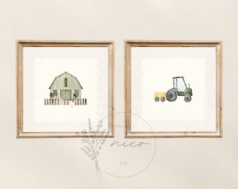 Vintage inspired farm nursery art bundle - digital download - square nursery art - children's room art - vintage inspired prints