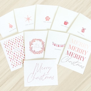 Carte de Noël rose - Carte de Noël minimale - Carte de Noël moderne - Carte de joyeux Noël - Carte de joyeuses fêtes
