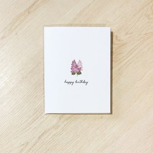 Lilac flower birthday card - minimal floral birthday card
