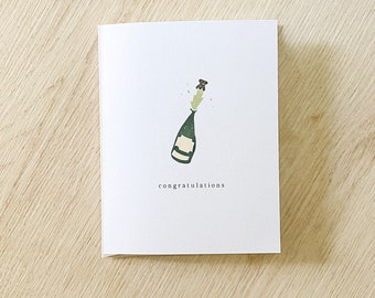 Champagne congratulations card - engagement card - wedding card - new house card - graduation card