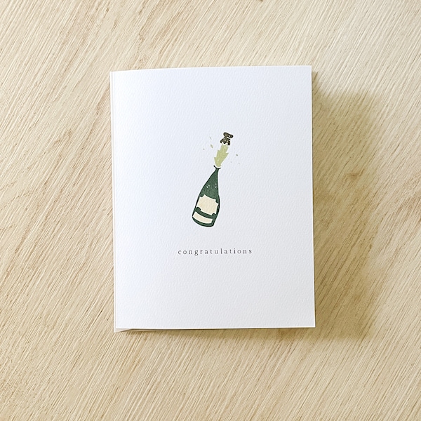 Champagne congratulations card - engagement card - wedding card - new house card - graduation card