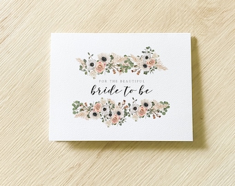 Blush floral bride to be card - bridal shower card - minimal bridal shower card