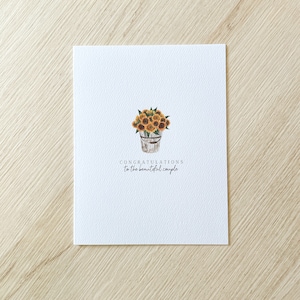 Carte de mariage tournesol - carte de mariage floral automne - carte de mariage minimale - carte de fiançailles minimale