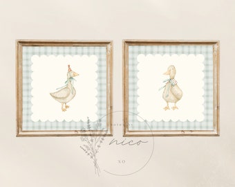 Vintage inspired animal wall art bundle - digital download - square nursery art - children's room art - vintage inspired prints