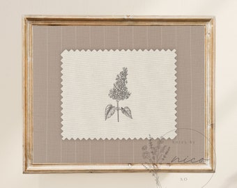 Vintage inspired floral wall art - digital download - neutral floral home decor - vintage inspired print