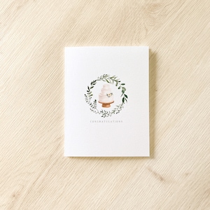 Carte de mariage gâteau verdure - carte de mariage minimale - carte de fiançailles