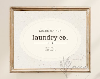 Vintage inspired laundry room art - loads of fun laundry art - digital download - vintage inspired print