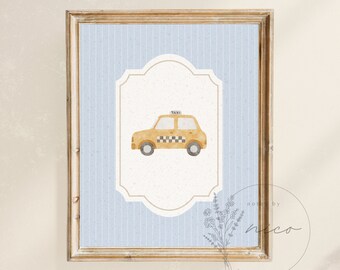 Vintage inspired taxi cab wall art - digital download - nursery art - children's room art - vintage inspired prints - minimal nursery