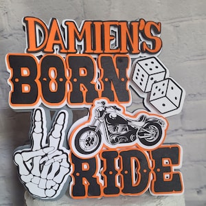 Born Two Ride Cake Topper orange and black