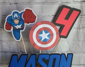 MARVEL AVENGERS CENTERPIECE Picks Birthday Super Hero Decorations Hulk Iron Man Wakanda Forever Black Panther Birthday Captain America