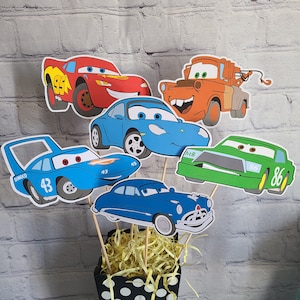 CARS LIGHTNING MCQUEEN and Mater Centerpiece with custom name