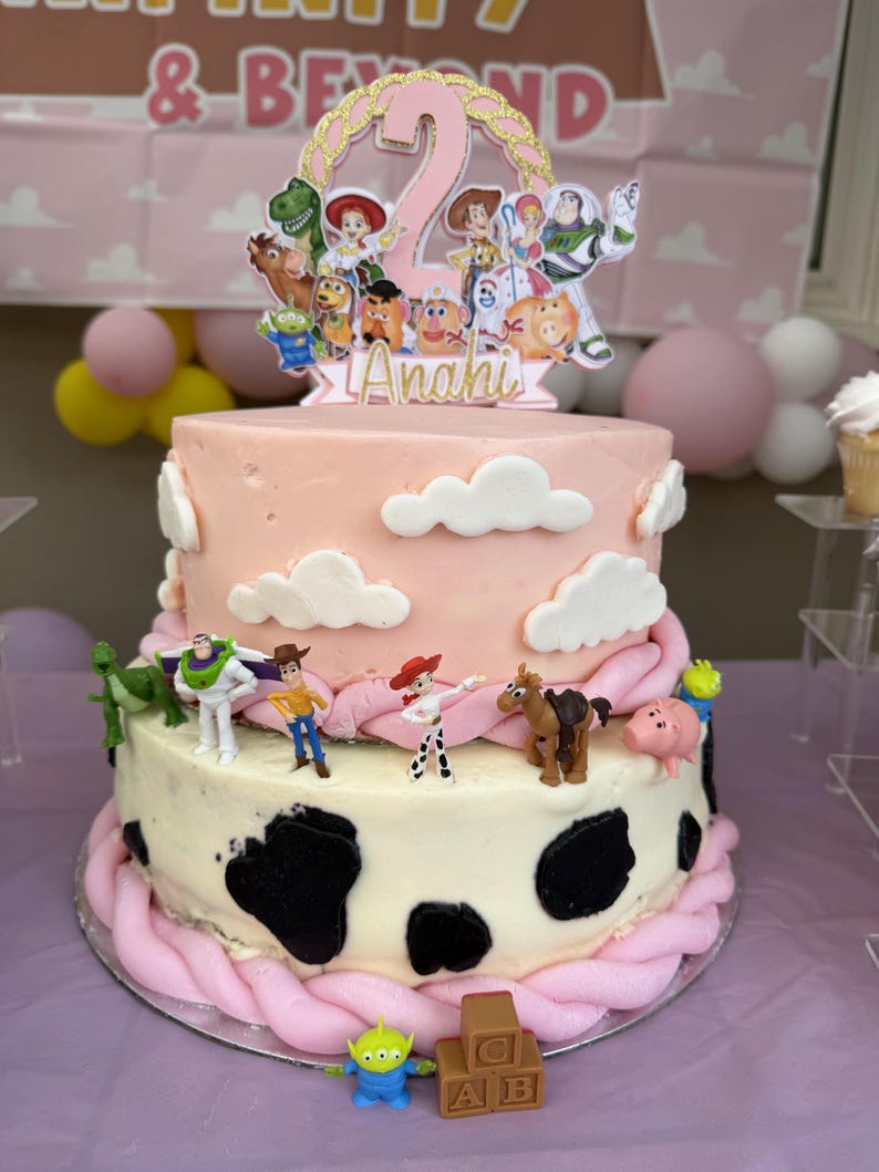 Wordjesse Topper TOY STORY CAKE Topper Woody Jesse Cow Print Pizza Planet Space to ...