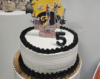 NIGHTMARE BEFORE CHRISTMAS Cake topper Jack and Sally Baby Shower Cardstock Die Cut Topper