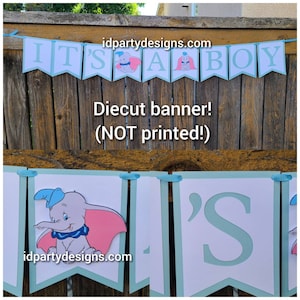 DUMBO BABY SHOWER Banner Cupcake Toppers Centerpiece Cutouts Picks Diecut