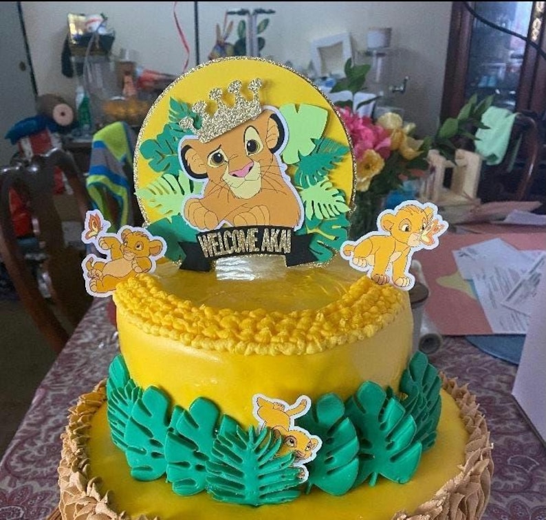 LION KING BABY Simba Cake Topper Banner Centerpieces Disney Baby Shower Disney Banner Lion King Banner Lion King Birthday Lion King Party image 1