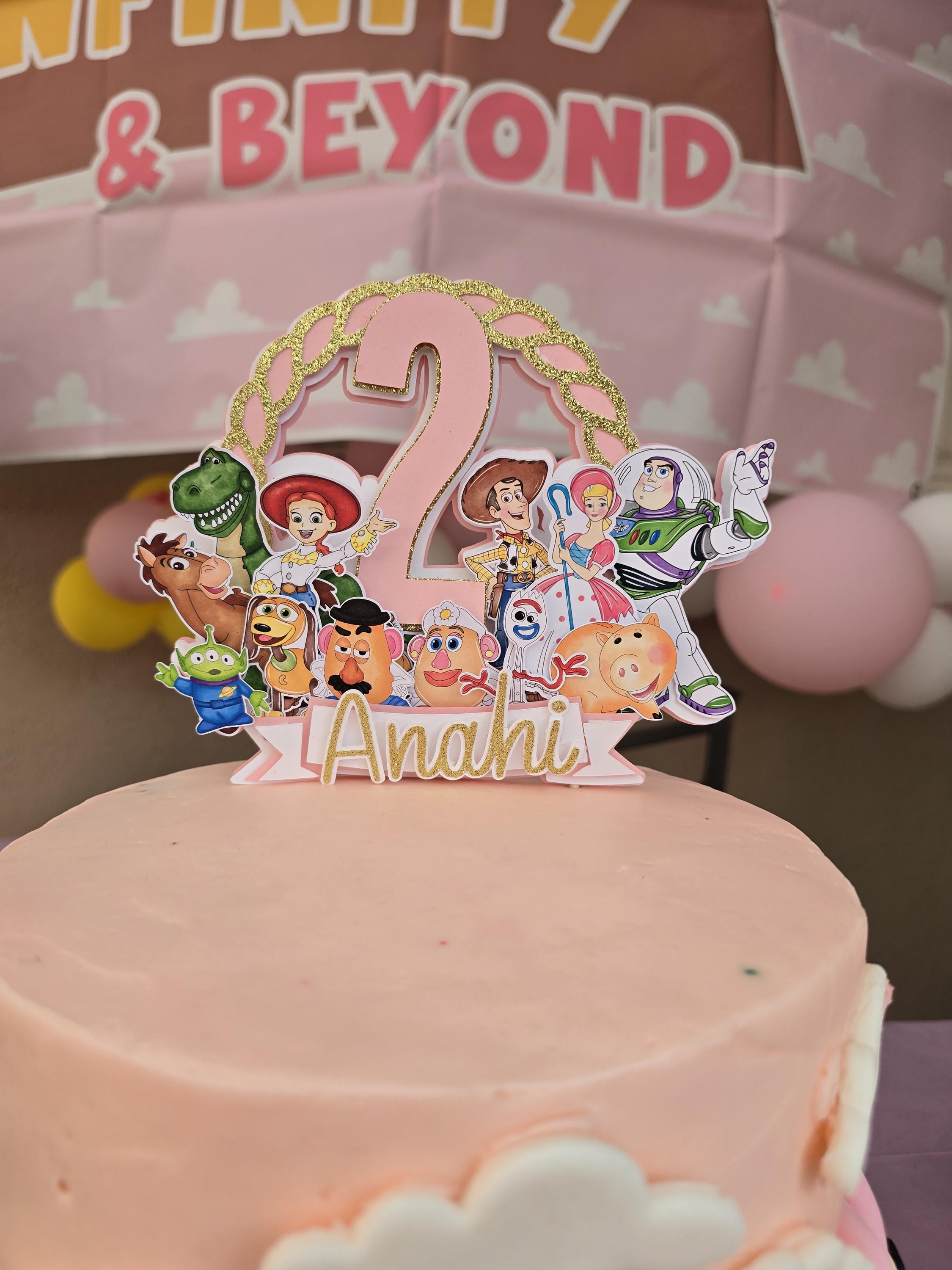 Wordjesse Topper TOY STORY CAKE Topper Woody Jesse Cow Print Pizza Planet Space to ...