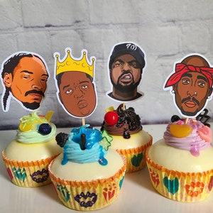 90s HIP HOP BIRTHDAY Cupcake Toppers Boom Box 90s Themed I love the 90s Ice Rappers Gangsta Rap 1 2 3 and to the 4 Today Was a Good Day