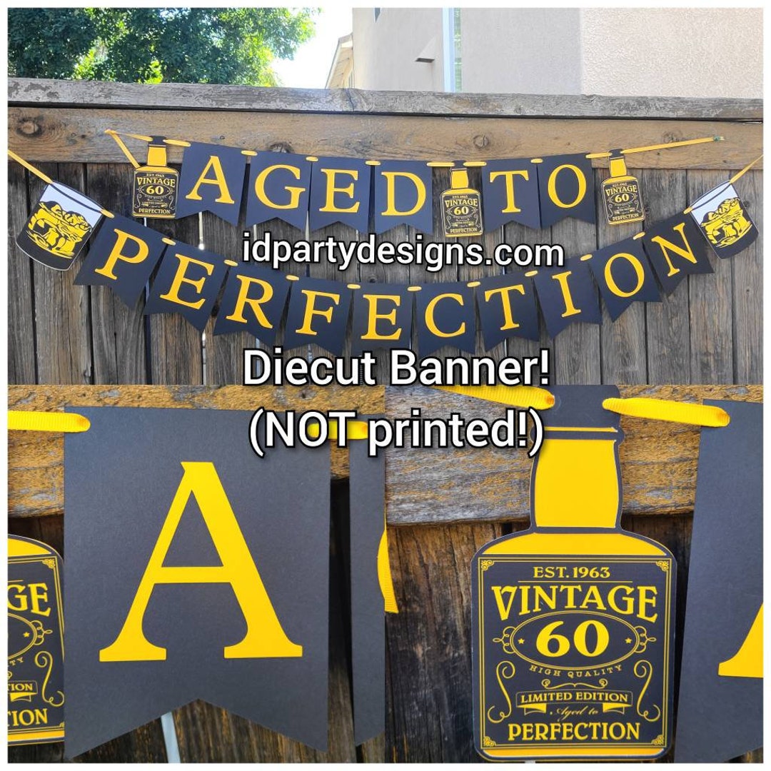 AGED TO PERFECTION Banner Whiskey Alcohol 40 50 60 65 70 75 18th ...