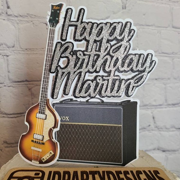 MUSICIAN CAKE TOPPER Bass Guitar Vintage Amp Rocker Rockstar Band