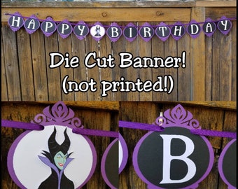 MALEFICENT MIRROR BANNER Villains Banner Evil Queen Ursula Hook Cruella Long Live Evil Disney Princess Baddies