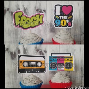 90s HIP HOP BIRTHDAY Cupcake Toppers Fresh Prince Boom Box 90s Themed I love the 90s