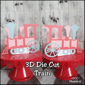 3D TRAIN CENTERPIECE Girl Train Party Girly Train Pop Up Train Centerpiece Balloon Holder Train Birthday Train Party Chuga Chuga Two Two