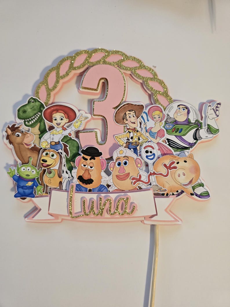 Wordjesse Topper TOY STORY CAKE Topper Woody Jesse Cow Print Pizza Planet Space to ...