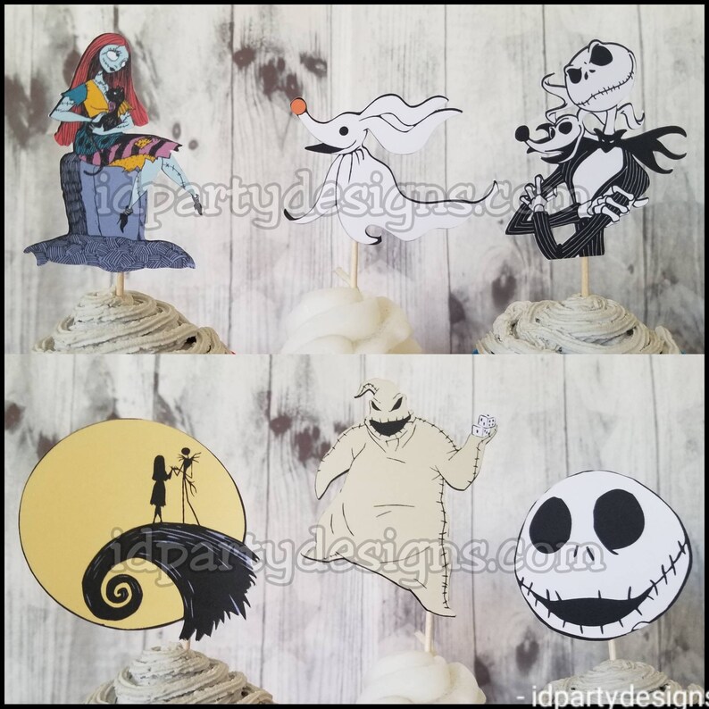 NIGHTMARE BEFORE CHRISTMAS Cupcake Toppers Jack and Sally Baby Etsy