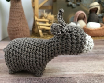 Crocheted Donkey Plushie: Nativity Set Addition, Minimalist Style