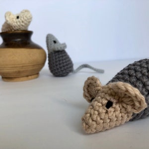 Crochet Toy Mouse for Pretend Play Handmade Mouse Eco Friendly Cat Toy Eco Friendly Toy for Kids Amigurumi Mouse Woodland Themed Nursery image 5