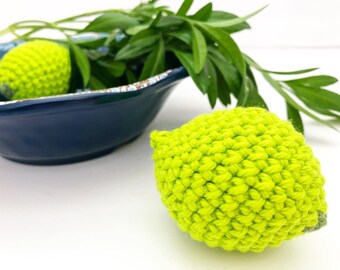Crochet Lime Toy: Pretend Play Food, Montessori Kitchen Decor