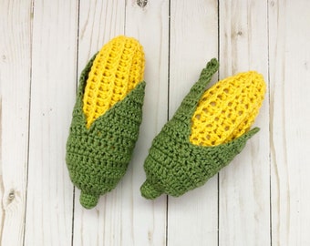 Crochet Corn Cob Toy, 100% Cotton Play Kitchen Decor