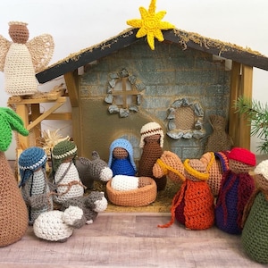 Crochet Nativity Set 15 Piece Nativity set With Animals Complete Nativity Set for Kids Collectible Nativity