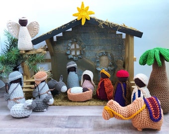 Black Nativity Set Complete Crochet Nativity Set With Animals Collectible Nativity Scene Perfect Nativity Set for Kids