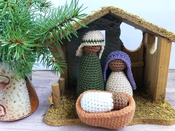 Crochet Nativity Set Plush Nativity Play Set Minimalist Nativity