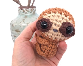 Crochet Sloth Soft Toy Miniature Sloth Finger Toy Cute Sloth Plushie Gift Idea for Boy Gift Idea for Girl Amigurumi Sloth Eco Friendly Toy