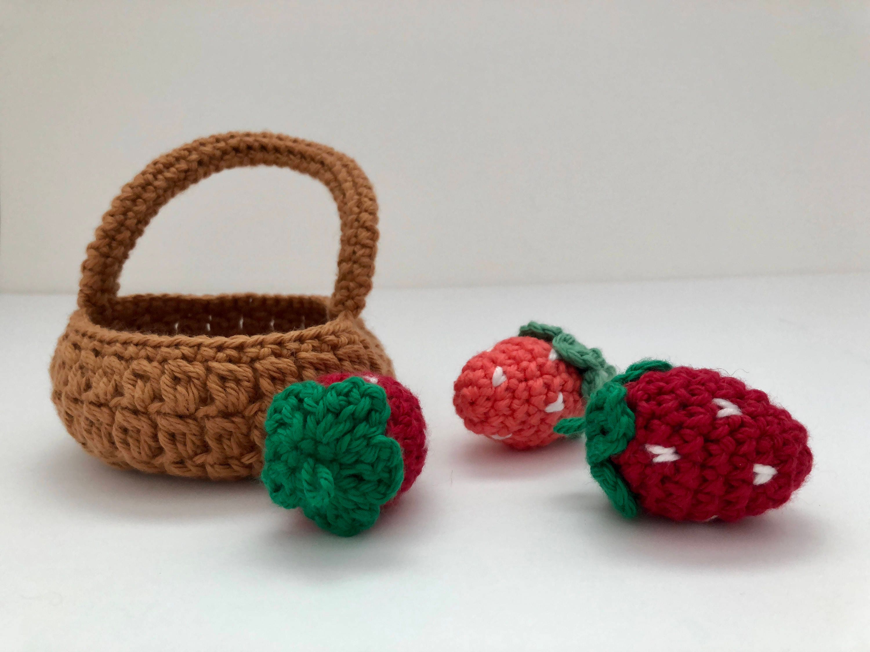 Crochet Basket With Strawberries Crochet Play Food Gift Idea | Etsy