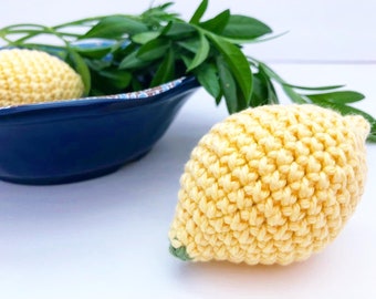 Crochet Lemon Pretend Play Food Kitchen Play Food Montessori Toy Kitchen Decor Soft Toy Lemon Eco Friendly Toy Cotton Crochet Montessori Toy