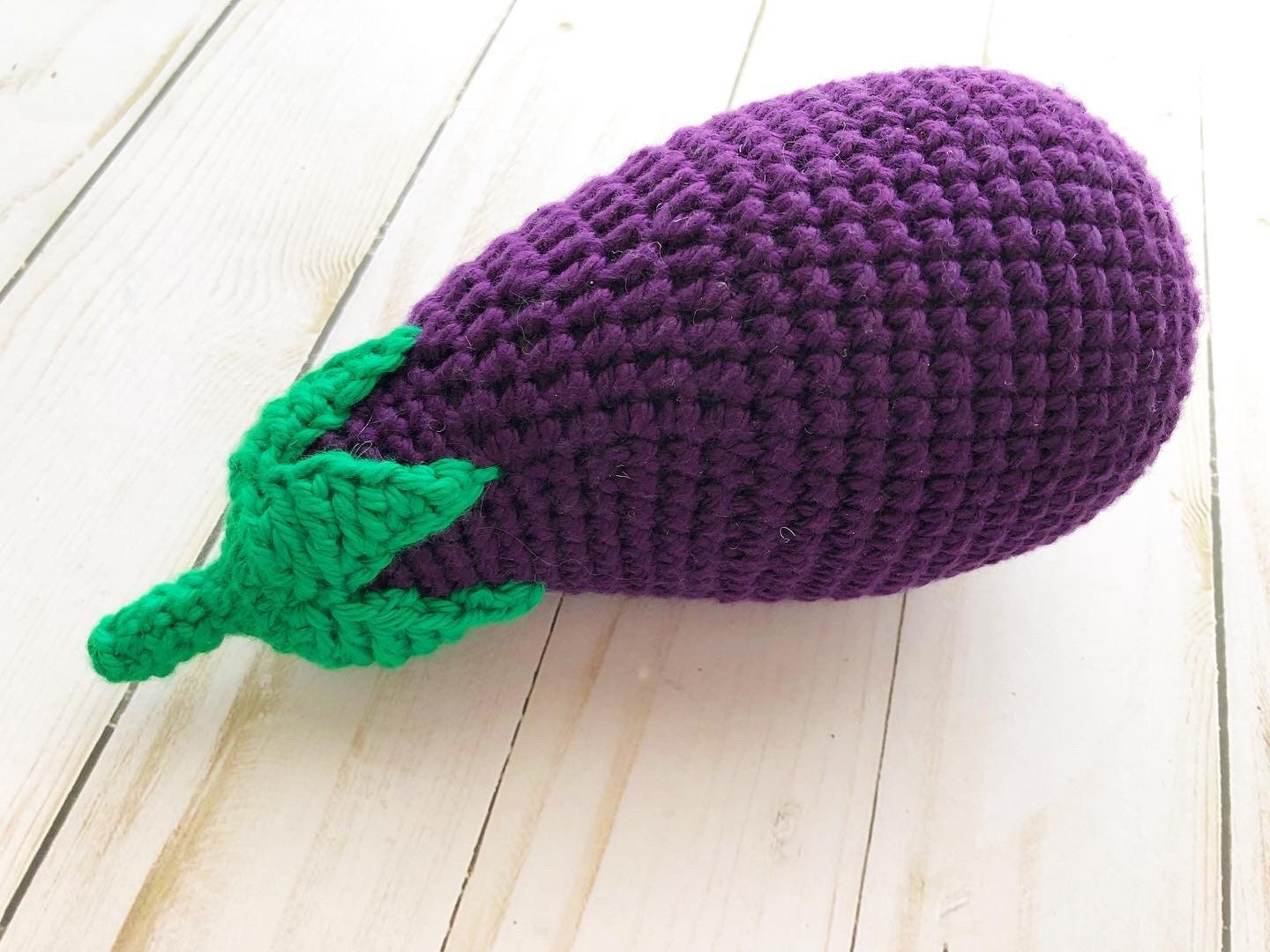 Crocheted Eggplant Toy Soft Toy Eggplant Kitchen Toy Pretend Etsy