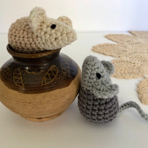 Crochet Toy Mouse for Pretend Play Handmade Mouse Eco Friendly Cat Toy Eco Friendly Toy for Kids Amigurumi Mouse Woodland Themed Nursery image 3