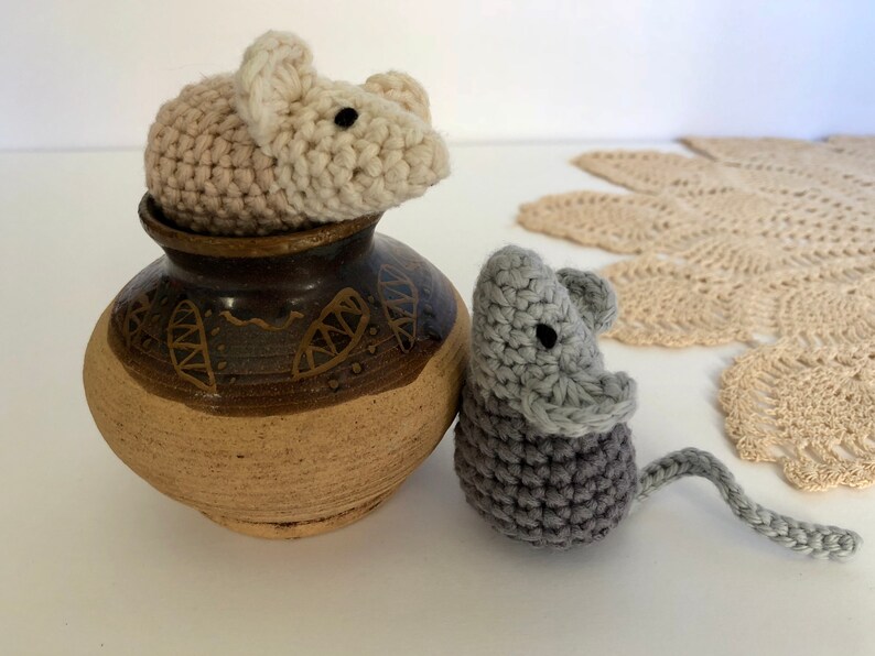 Crochet Toy Mouse for Pretend Play Handmade Mouse Eco Friendly Cat Toy Eco Friendly Toy for Kids Amigurumi Mouse Woodland Themed Nursery image 3