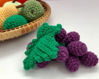 Crochet Grapes Soft Toy Grapes Pretend Kitchen Play Food Grapes Montessori Toy Kitchen Decor Eco Friendly Toy Cotton Toy Grapes